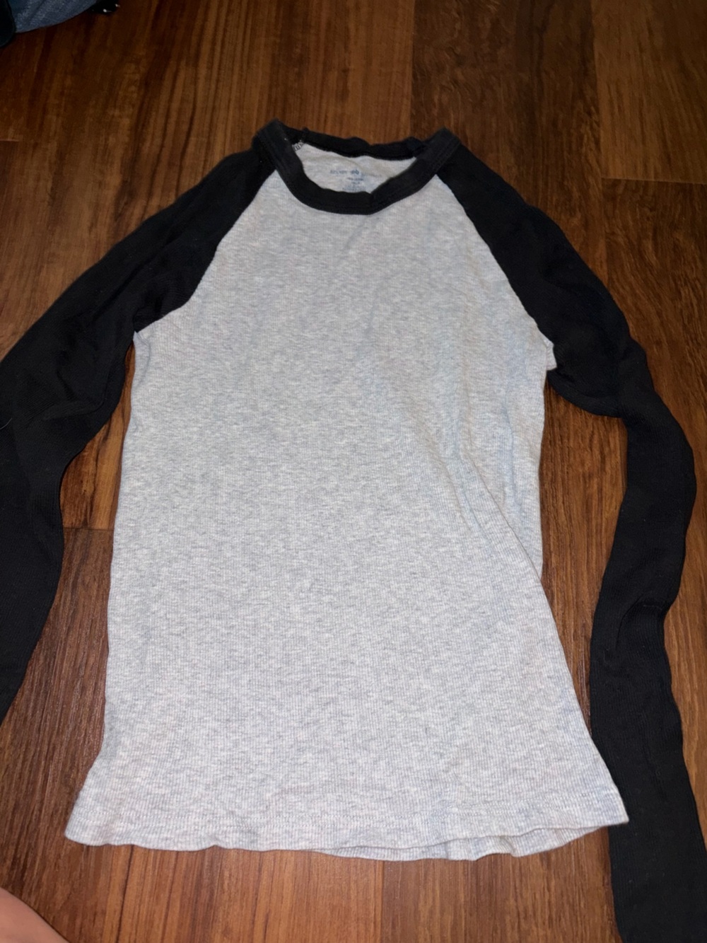 Brandy Melville Black and Light Gray Raglan Long Sleeve Top